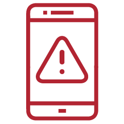 A phone with a warning symbol.