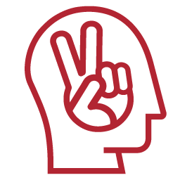 A man's head with a finger peace sign.