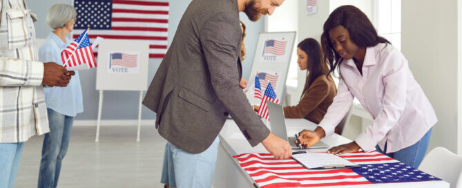 Voters at an election station